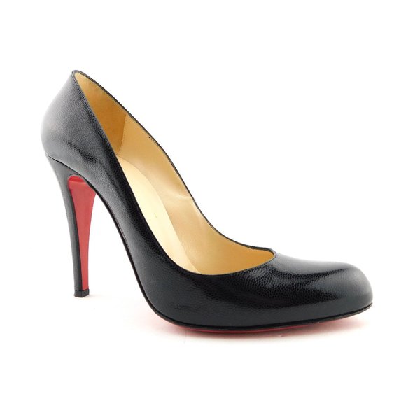 CHRISTIAN LOUBOUTIN Black Leather Heel Pumps 38.5 - Picture 2 of 9